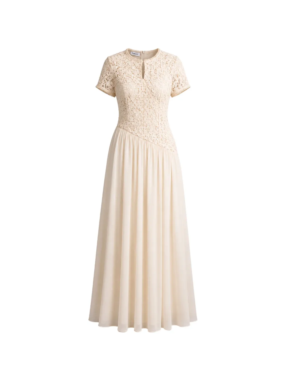 Baruni Zaina guipure lace-bodice pleated maxi dress
