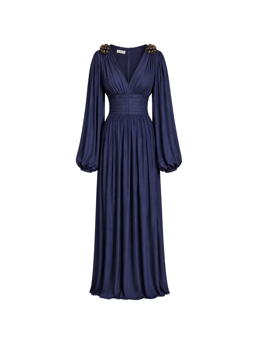 Baruni Layan beaded-shoulder pleated maxi dress - Blu