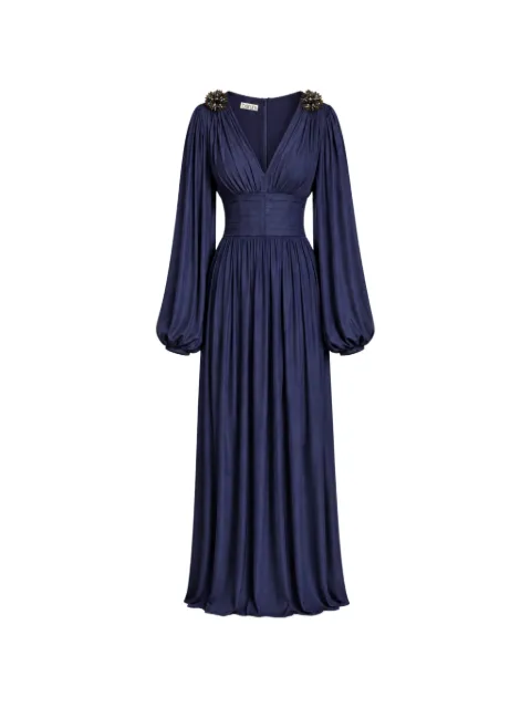 Baruni Layan beaded-shoulder pleated maxi dress