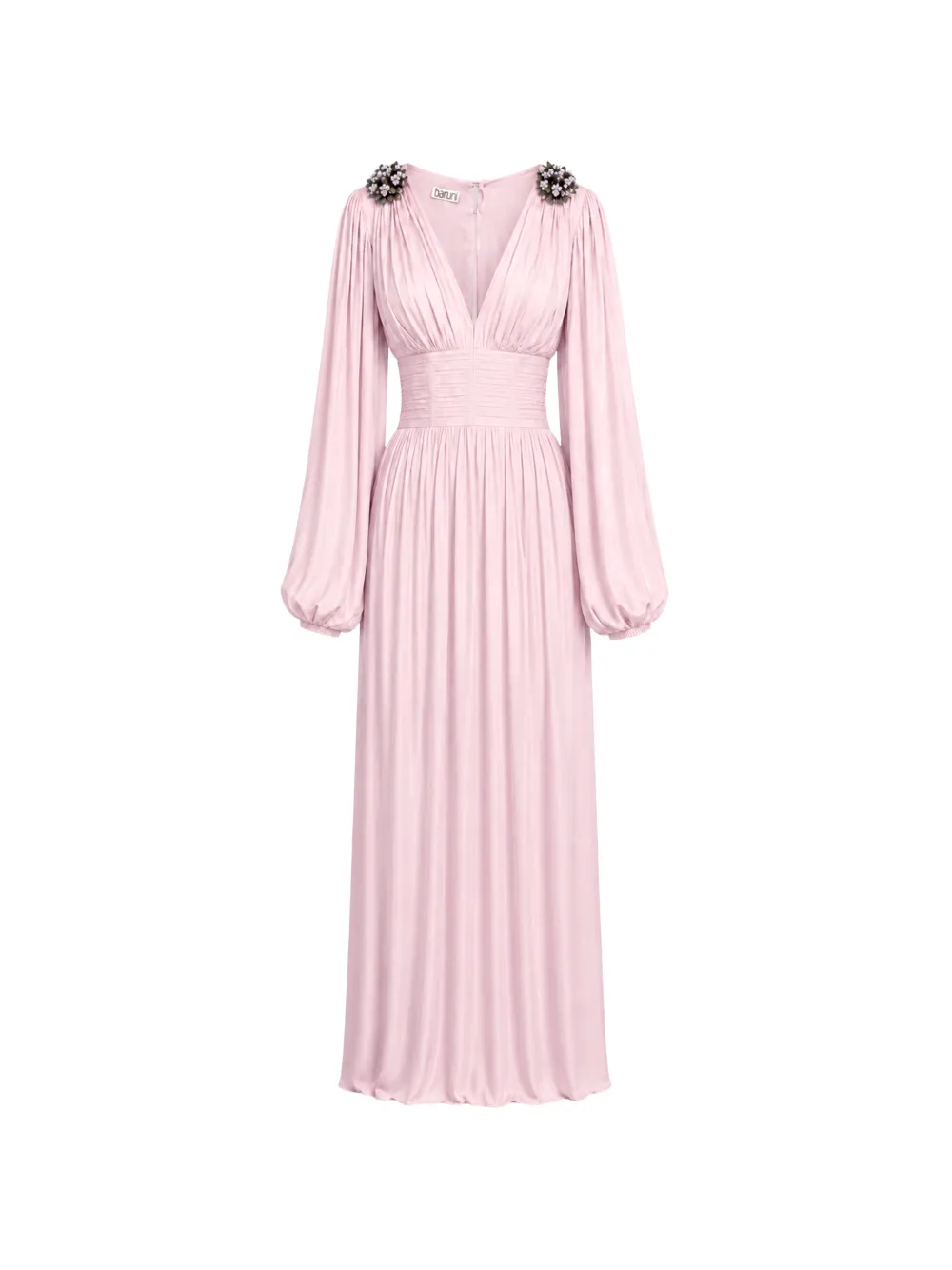 Baruni Layan floral-embellished ruched maxi dress - Rose Baruni Layan floral-embellished ruched maxi dress - Rose