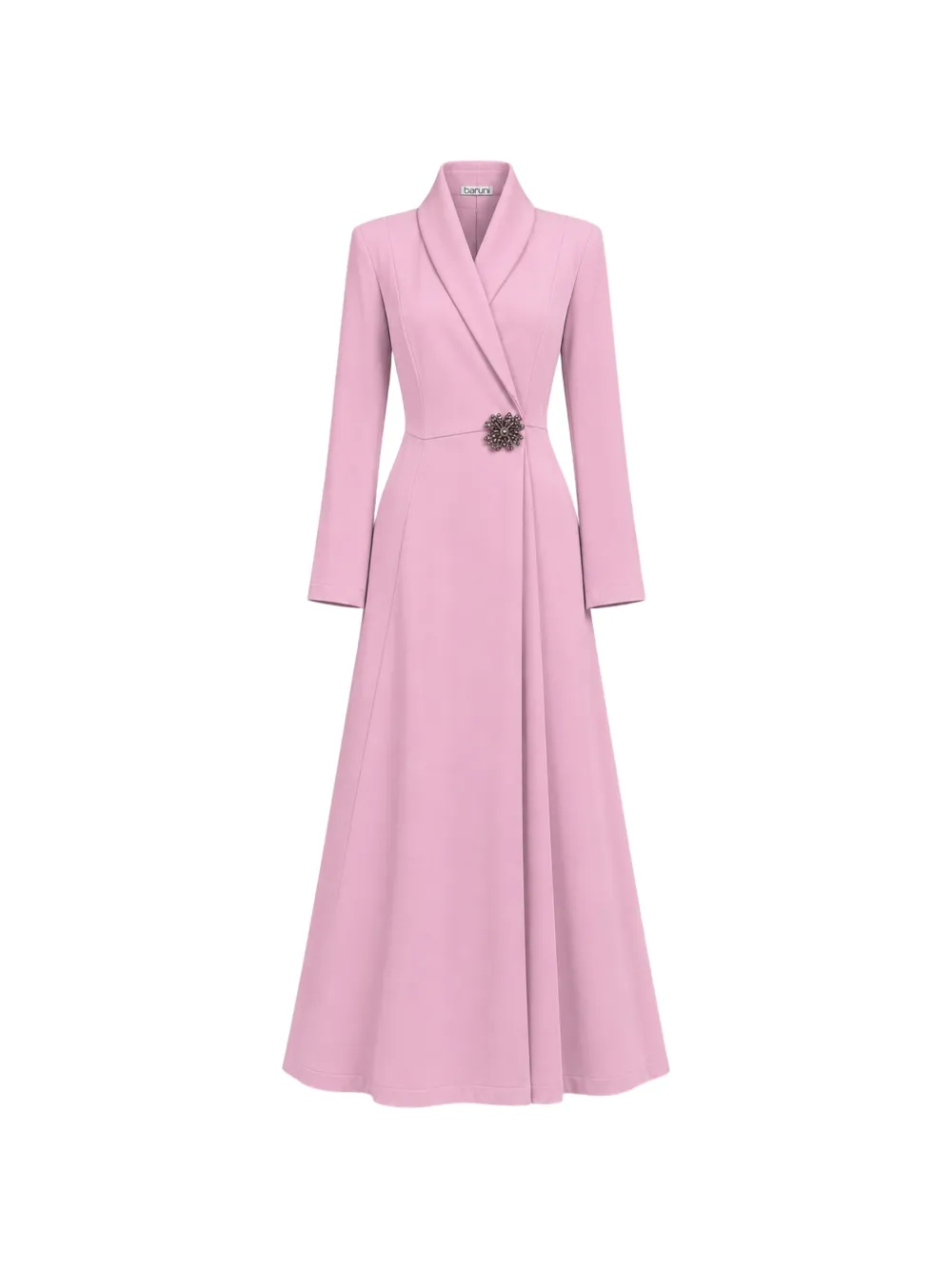 Baruni Rowan brooch-detail shawl-collar maxi dress