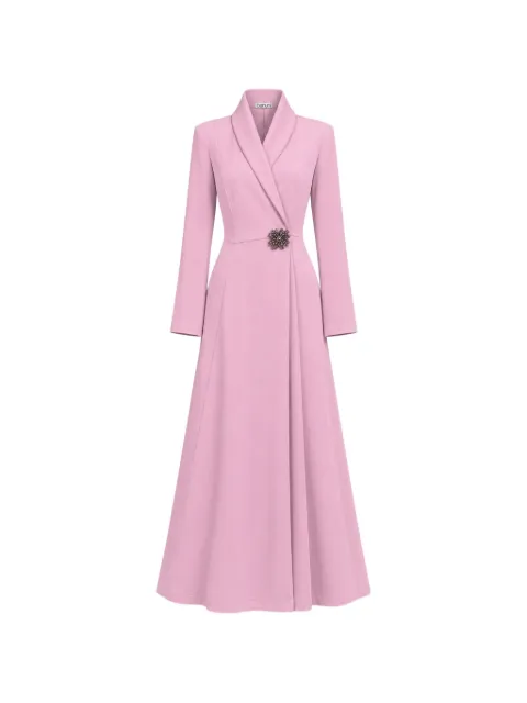 Baruni Rowan brooch-detail shawl-collar maxi dress