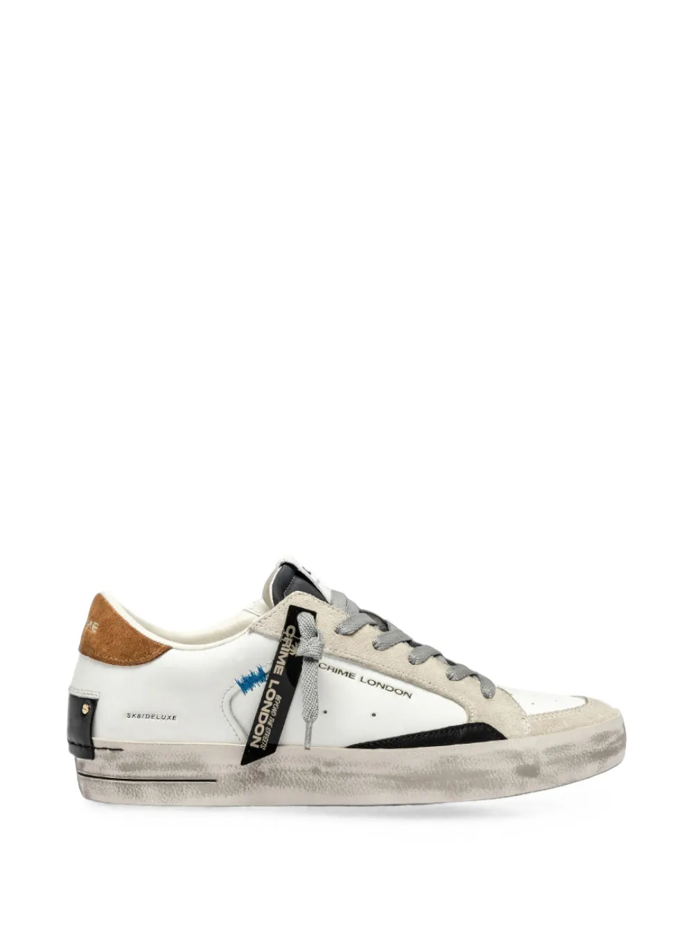 Crime London Sk8 Deluxe Leather Sneakers In White