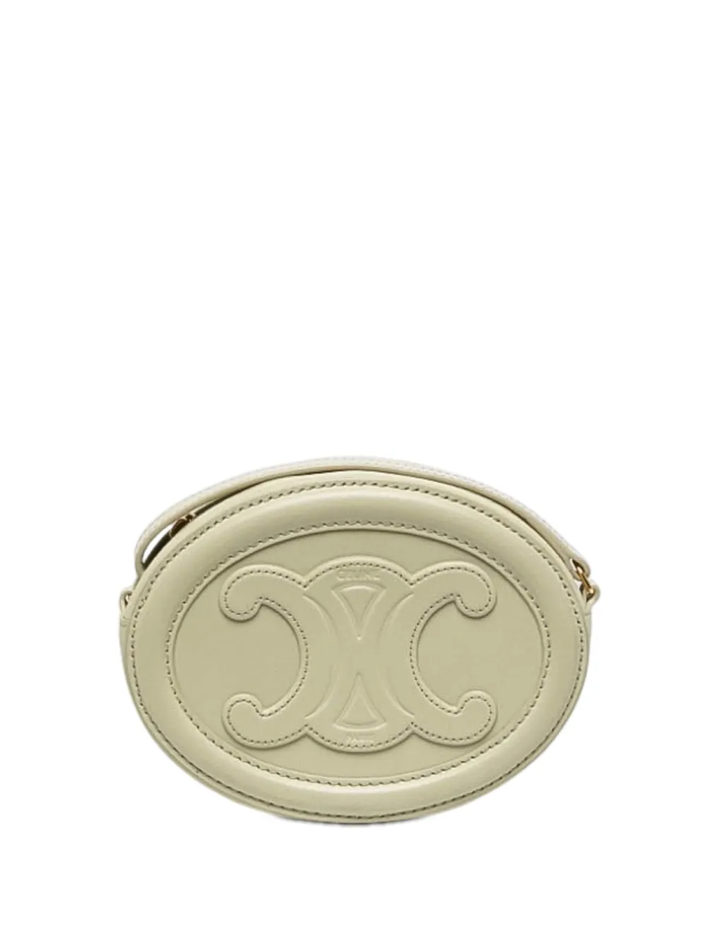 Celine Pre-Owned 2022 Small Calfskin Cuir Triomphe Oval crossbody bag - Marrone