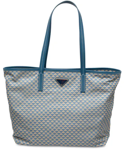 Prada Pre-Owned 2013-2026 Saffiano Trimmed Tessuto Symbole Triangolo tote bag