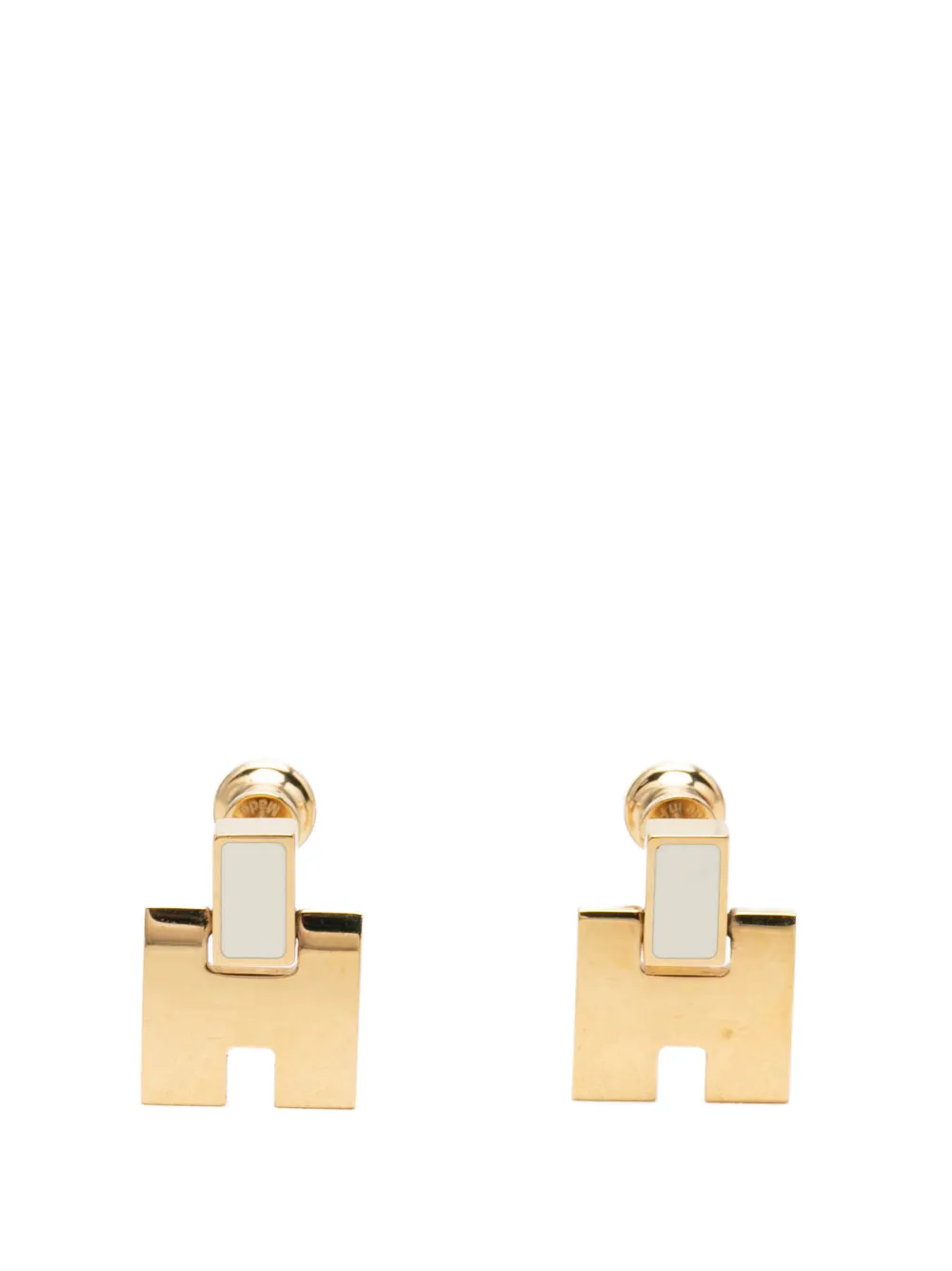 Hermès Pre-Owned boucles d'oreilles fantaisie Eileen Push Back en émail et plaqué or (2000-2026) Hermès Pre-Owned boucles d'oreilles fantaisie Eileen Push Back en émail et plaqué or (2000-2026)