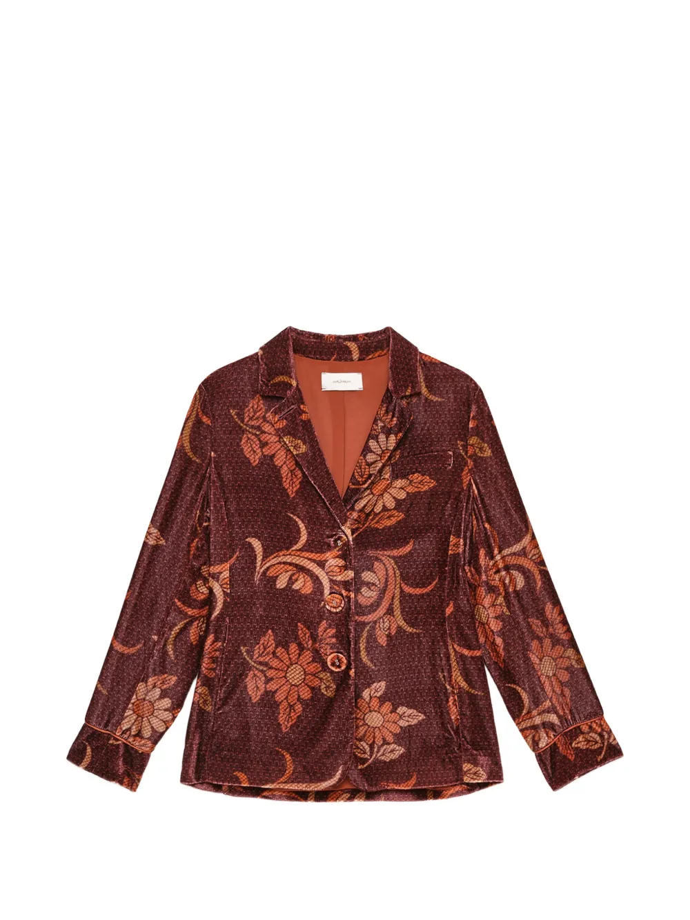 MALIPARMI floral-print velvet blazer - Braun