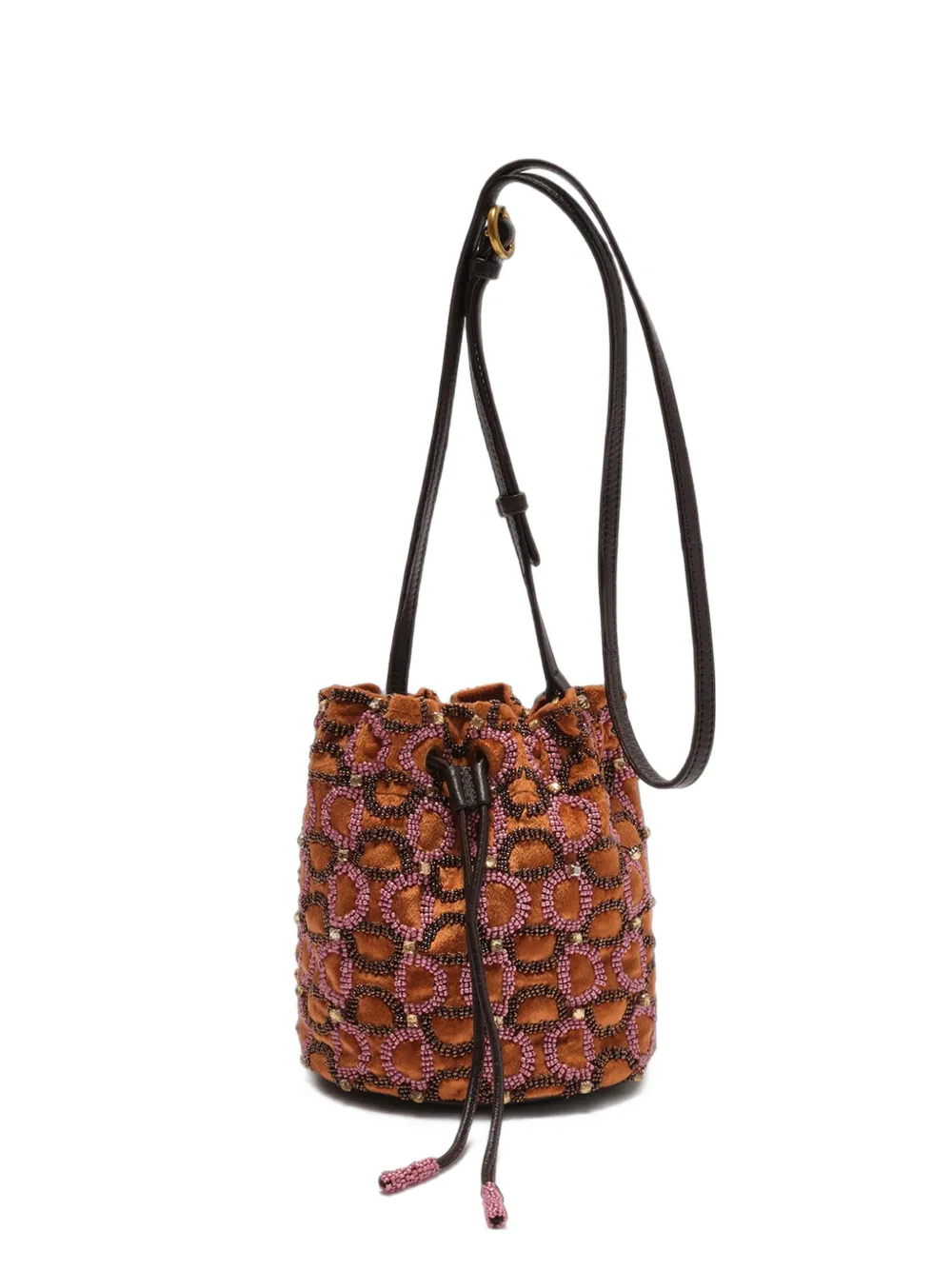 MALIPARMI bead-embellished bucket bag - Marrone