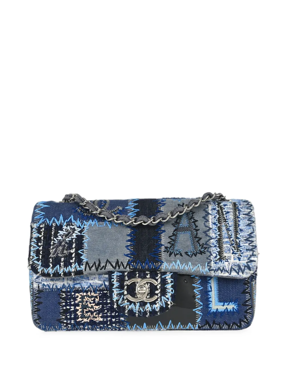 CHANEL Pre-Owned 2015-2016 Single Flap patchwork shoulder bag - Blu