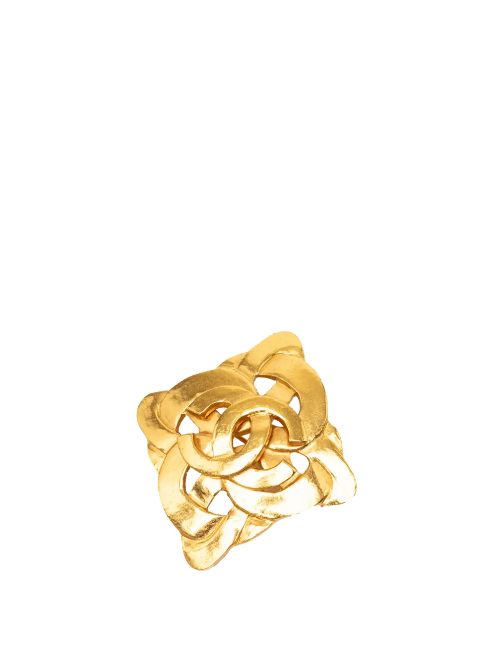 CHANEL Pre-Owned 1997 CC Gold Plated Twisted Brooch costume brooch - Oro