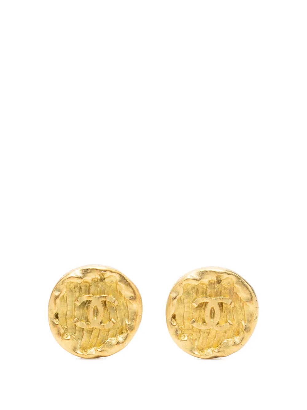 CHANEL Pre-Owned 1995 CC Gold Plated Round Clip On Earrings costume earrings - Oro