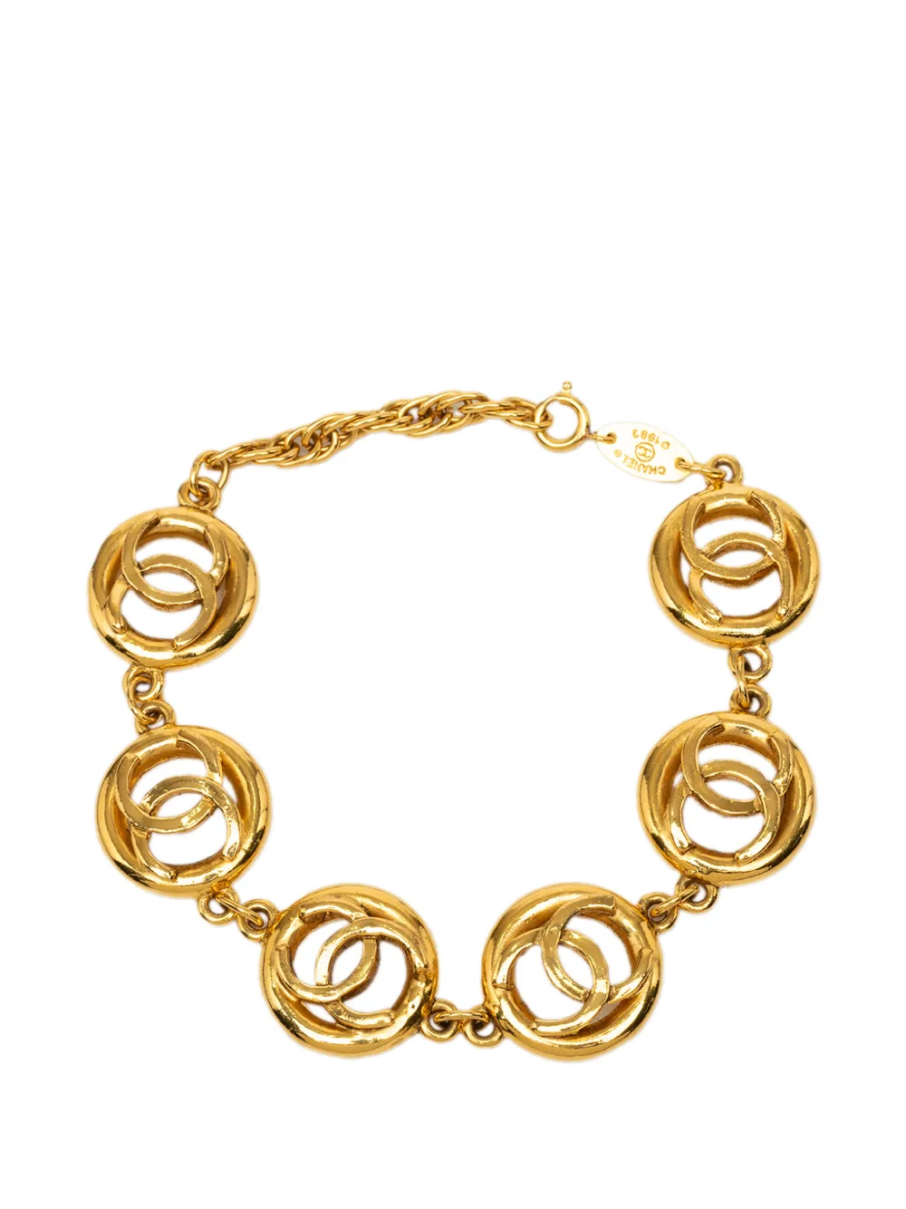 CHANEL Pre-Owned 1983 CC Gold Plated Charm Link Bracelet costume bracelet - Oro