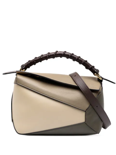 Loewe Pre-Owned 2022 Small Tricolor Calfskin Braided Puzzle Edge satchel