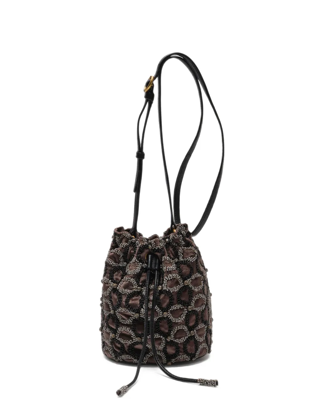 MALIPARMI beaded-embroidered bucket bag - Marrone