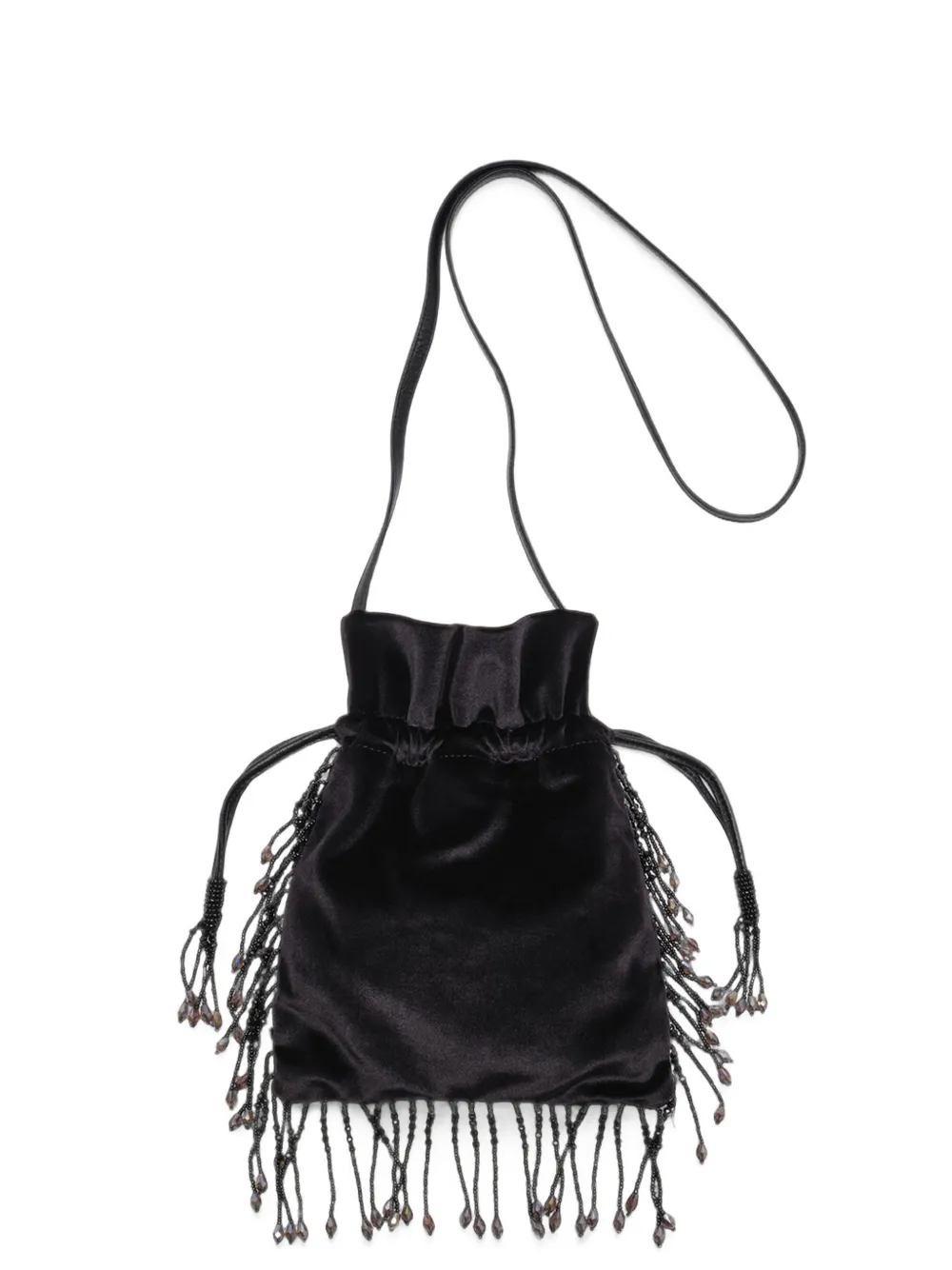 MALIPARMI Rugiada fringe-detail bucket bag - Nero