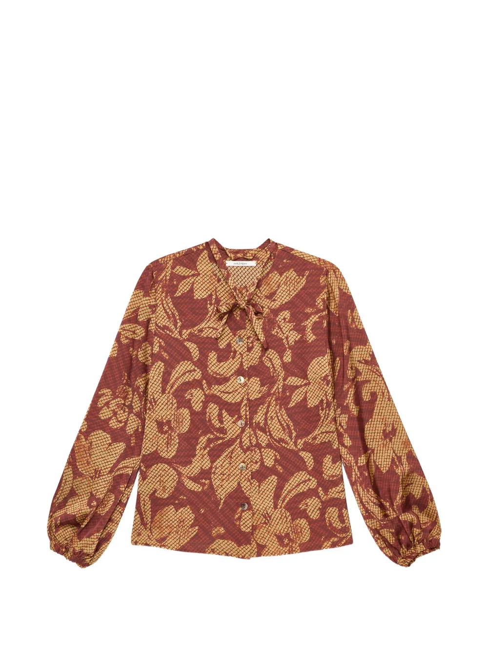 MALIPARMI Sweet Foliage tie-neck shirt - Rosso