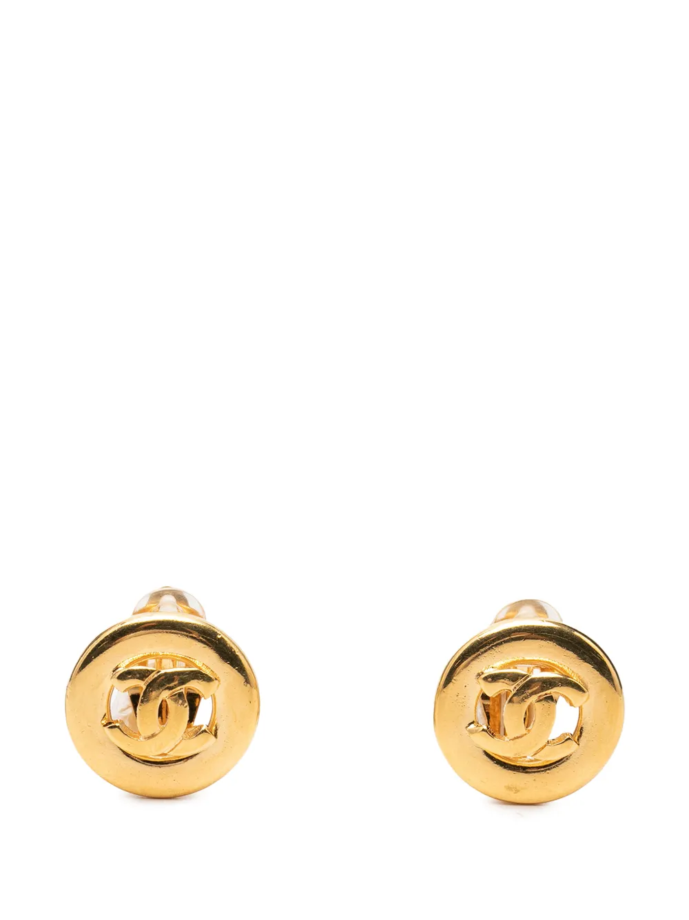 CHANEL Pre-Owned 1950-1970 CC Gold Plated Round Clip On Earrings costume earrings - Oro