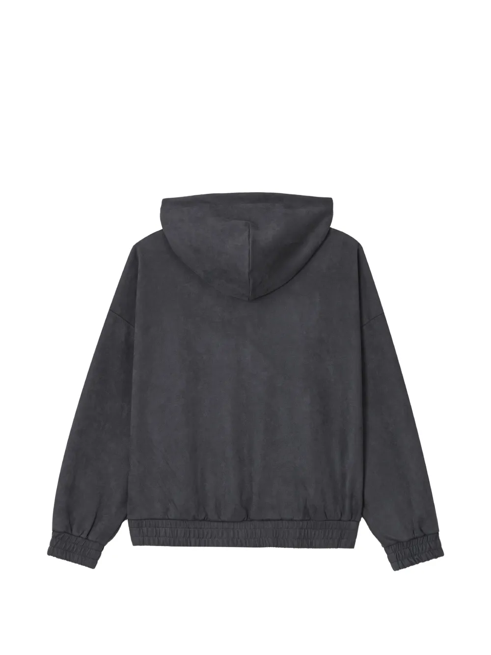 izzue logo-embroidered faux-suede hoodie Grijs