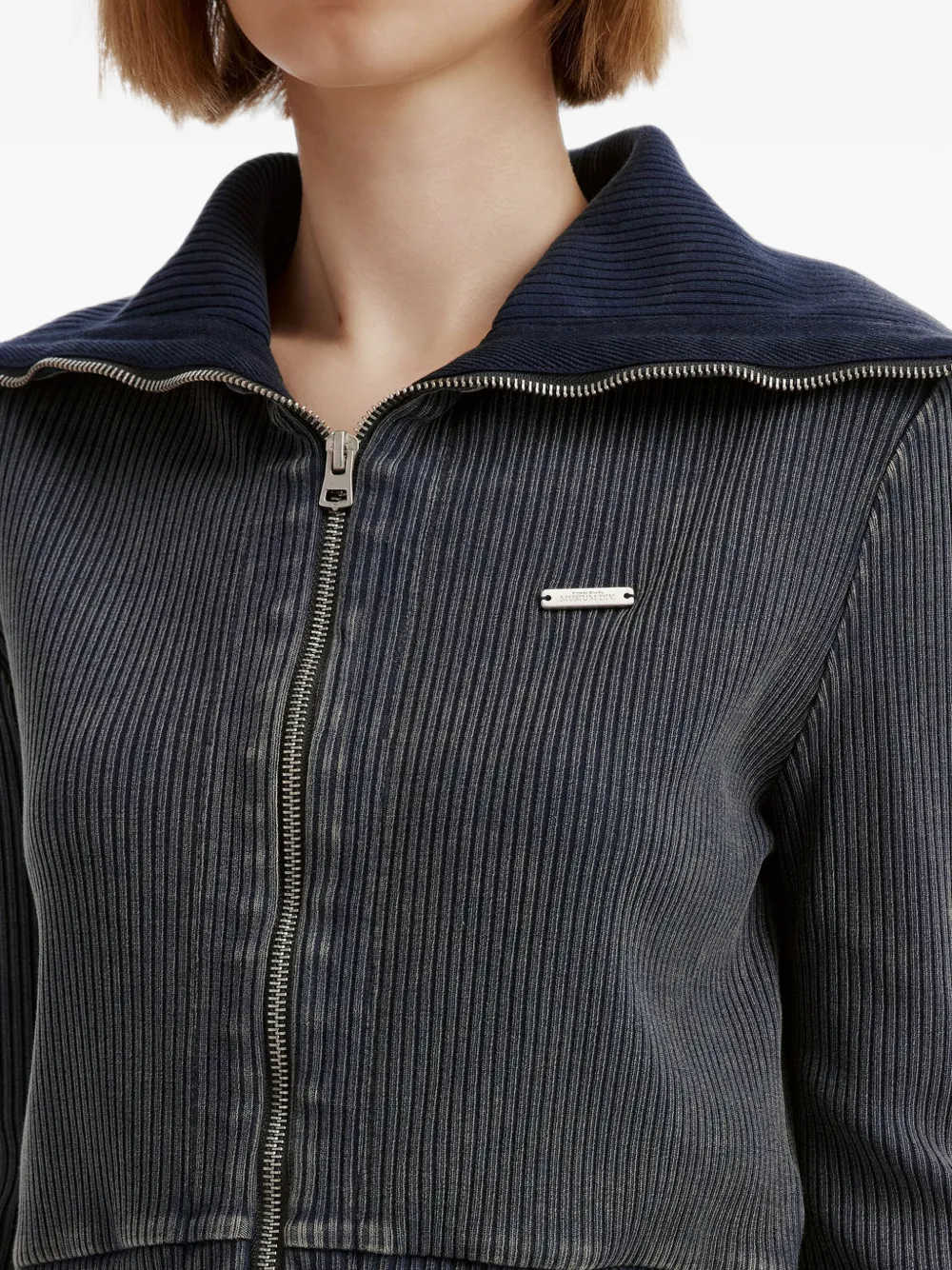 Musium Div. Ribgebreide sweater met rits Blauw