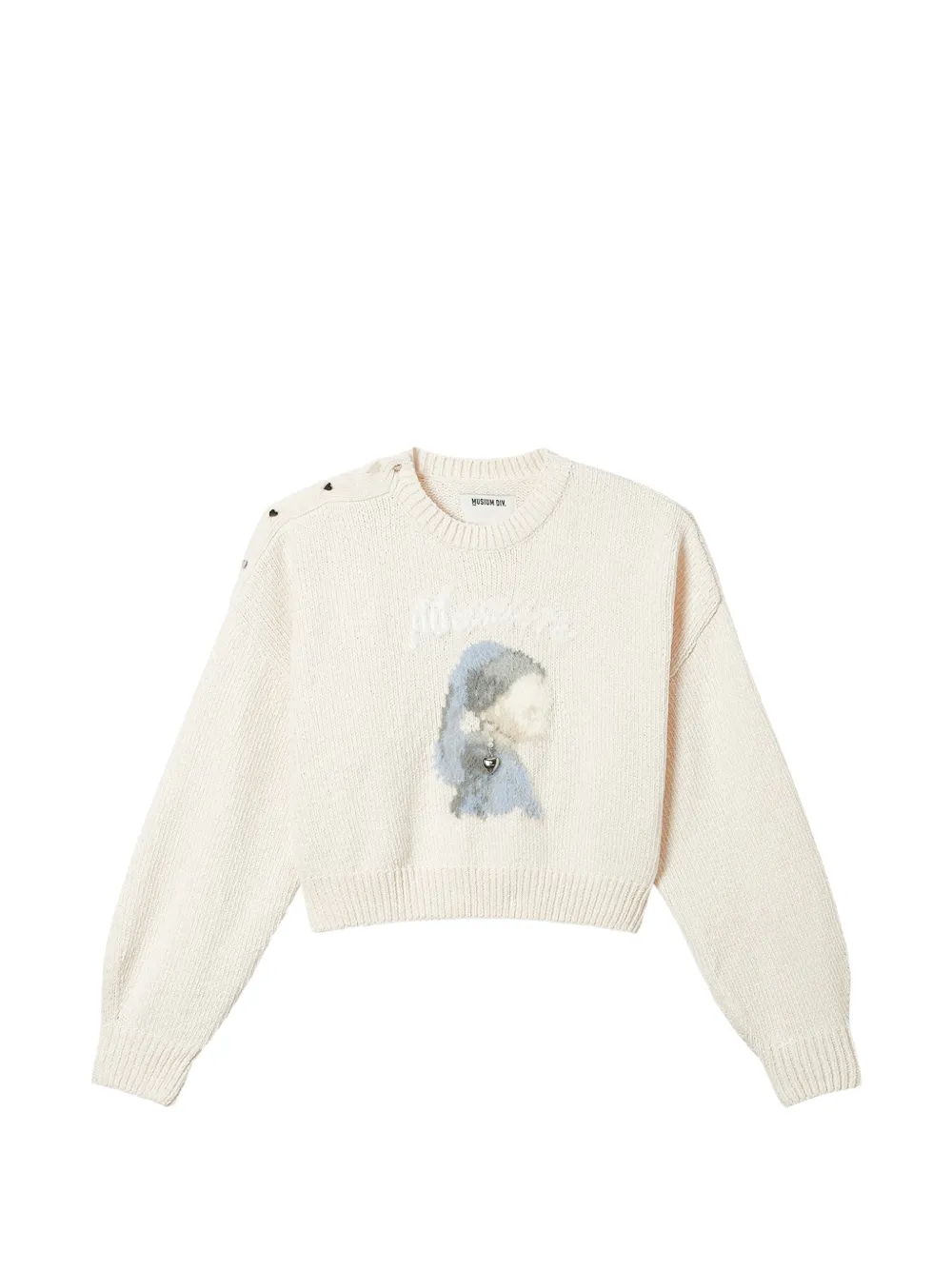 Musium Div. graphic-print button-shoulder sweater - Blanc Musium Div. graphic-print button-shoulder sweater - Blanc