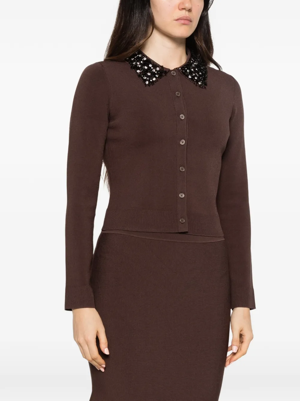 SIMKHAI embellished-collar cardigan Bruin