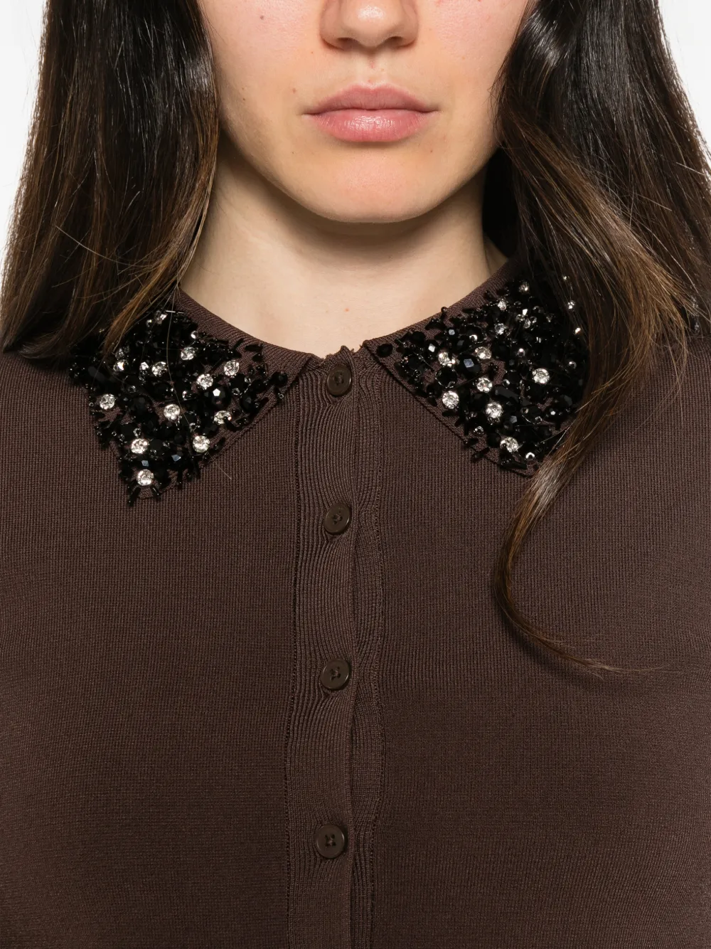 SIMKHAI embellished-collar cardigan Bruin