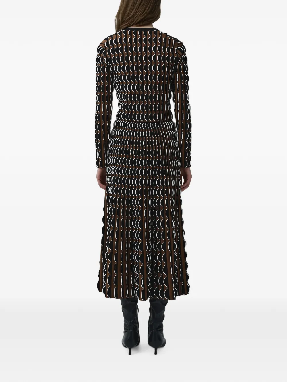 SIMKHAI Ike geometric-pattern pleated skirt Bruin