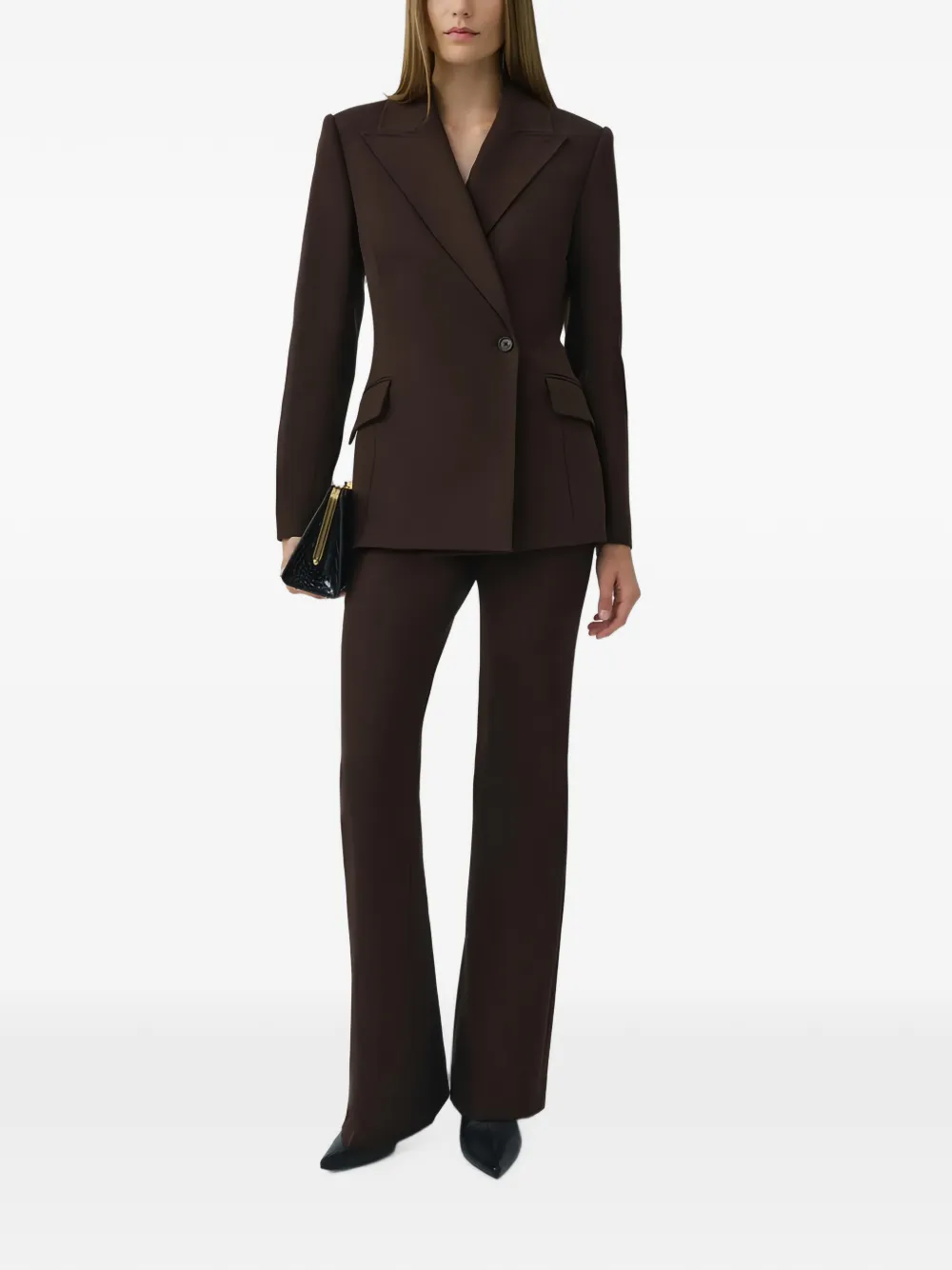 SIMKHAI Surabhi blazer met puntige revers Bruin