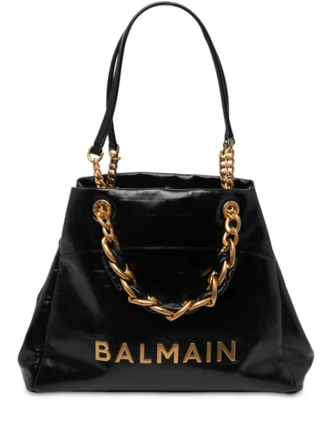 Balmain Pre-Owned 2010-2026 Embossed Crackled Calfskin 1945 Soft tote bag