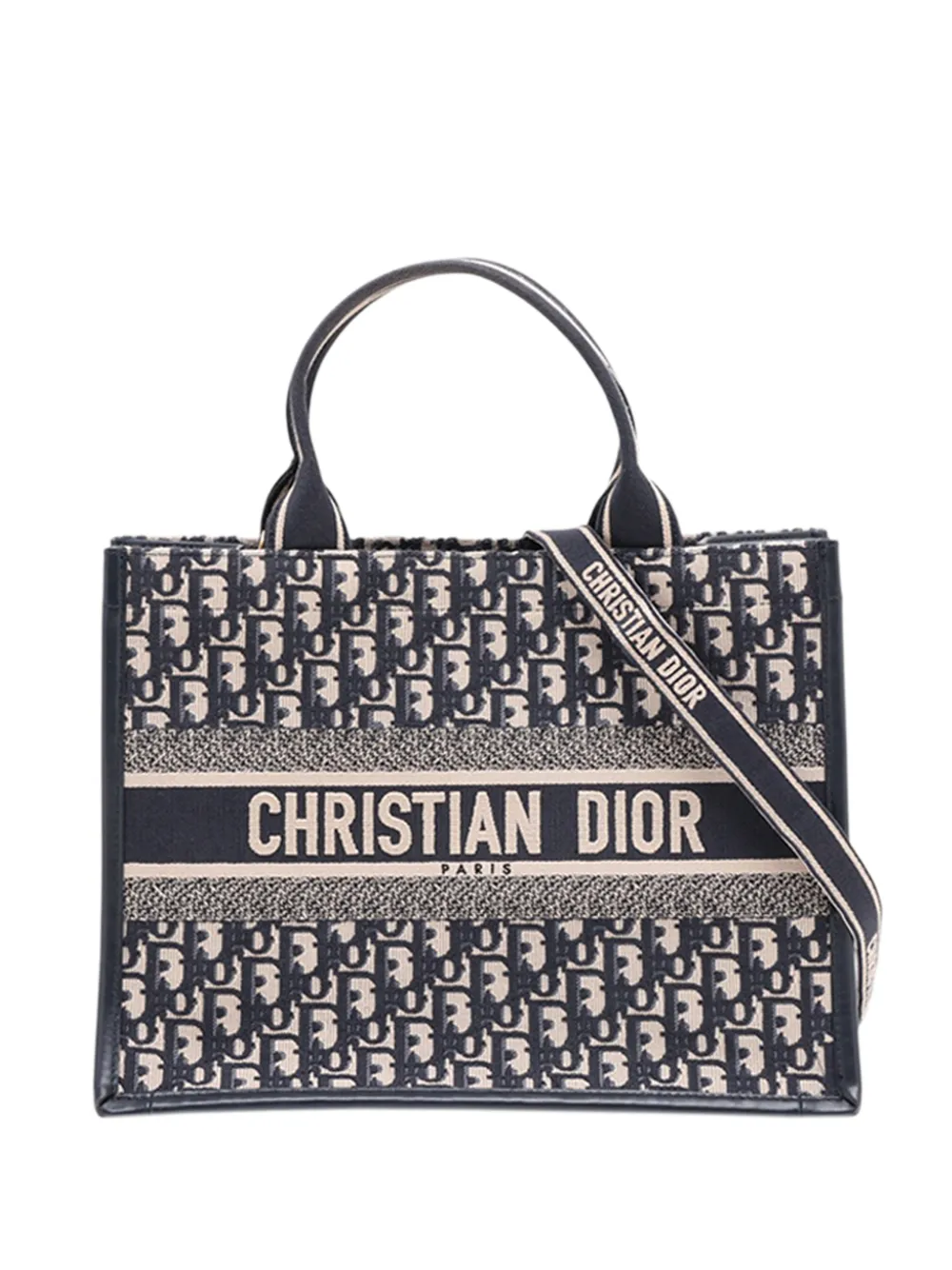 Christian Dior Pre-Owned sacoche Book Tote médium en toile brodée à motif Oblique (2015-2026) - Bleu Christian Dior Pre-Owned sacoche Book Tote médium en toile brodée à motif Oblique (2015-2026) - Bleu