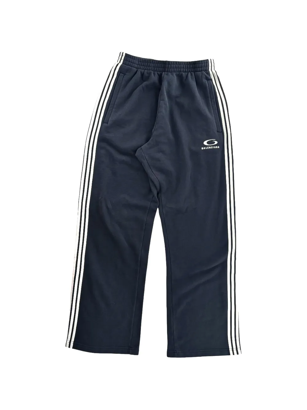 Balenciaga logo-print side-stripe track pants - Blu