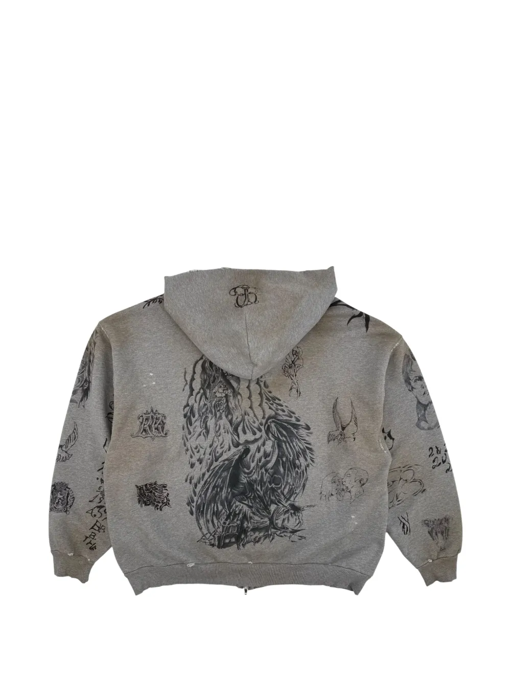 Balenciaga tattoo-print zip-up hoodie Grijs