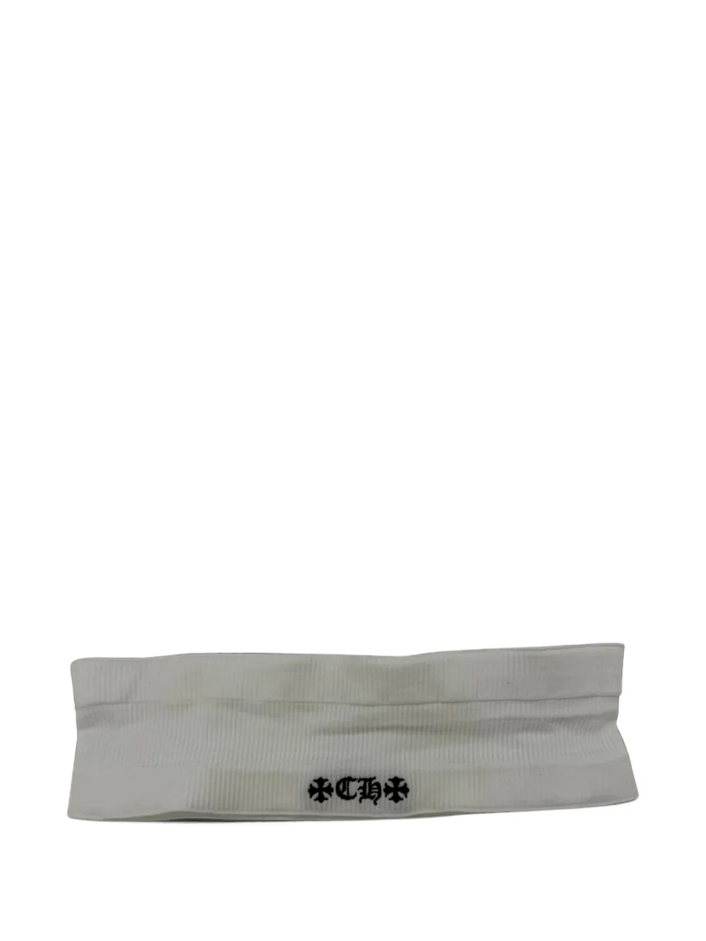 Chrome Hearts logo-embroidered ribbed headband - White