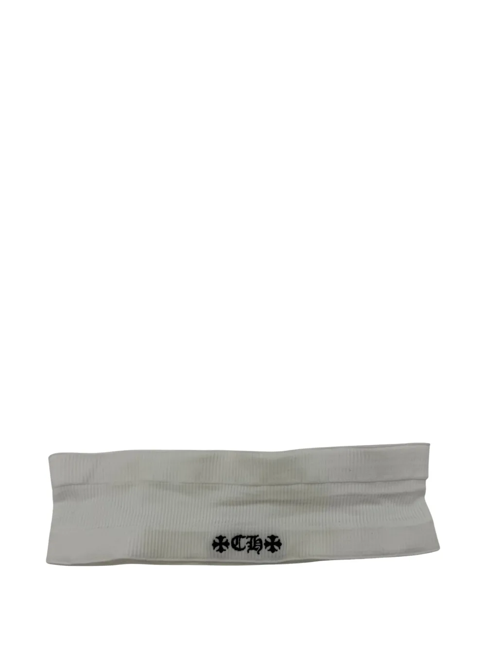 Chrome Hearts logo-embroidered ribbed headband - Bianco