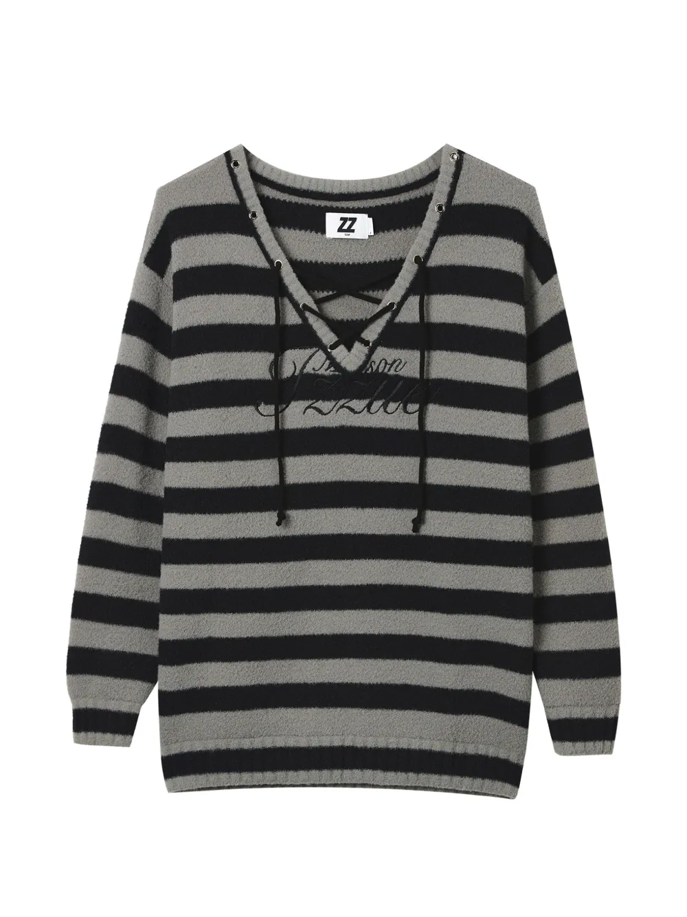 izzue striped lace-up sweater - Gris izzue striped lace-up sweater - Gris