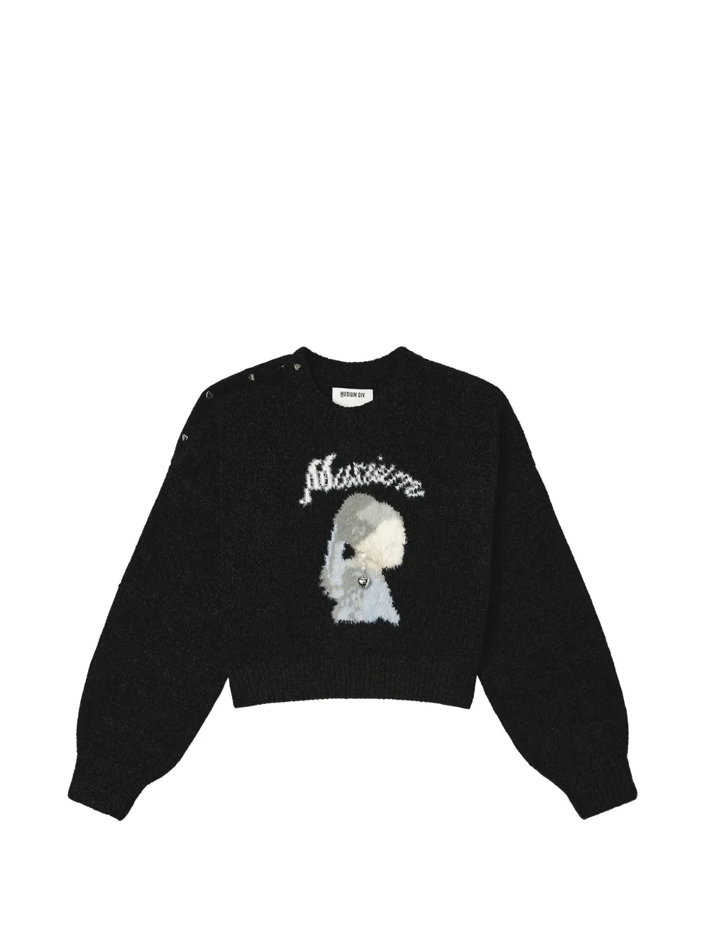Musium Div. button-detail intarsia-knit sweater - Noir Musium Div. button-detail intarsia-knit sweater - Noir