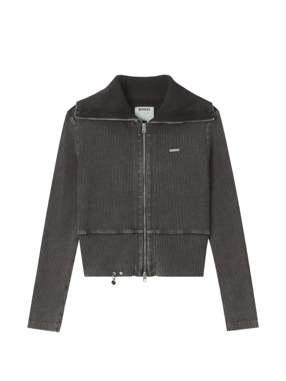 Musium Div. Ribbed Zip-up Sweatshirt In Gray