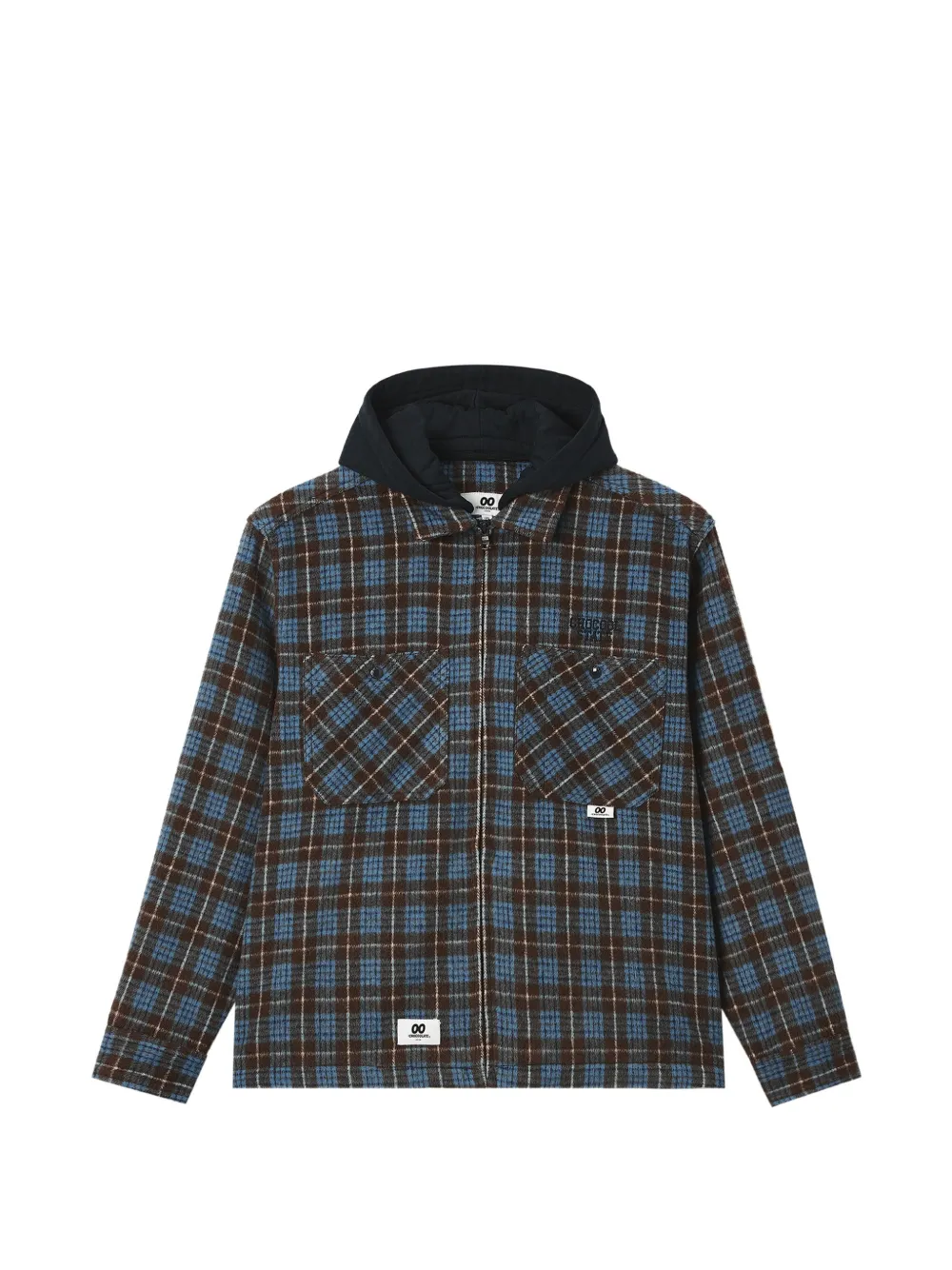 CHOCOOLATE check-pattern hooded jacket - Bleu