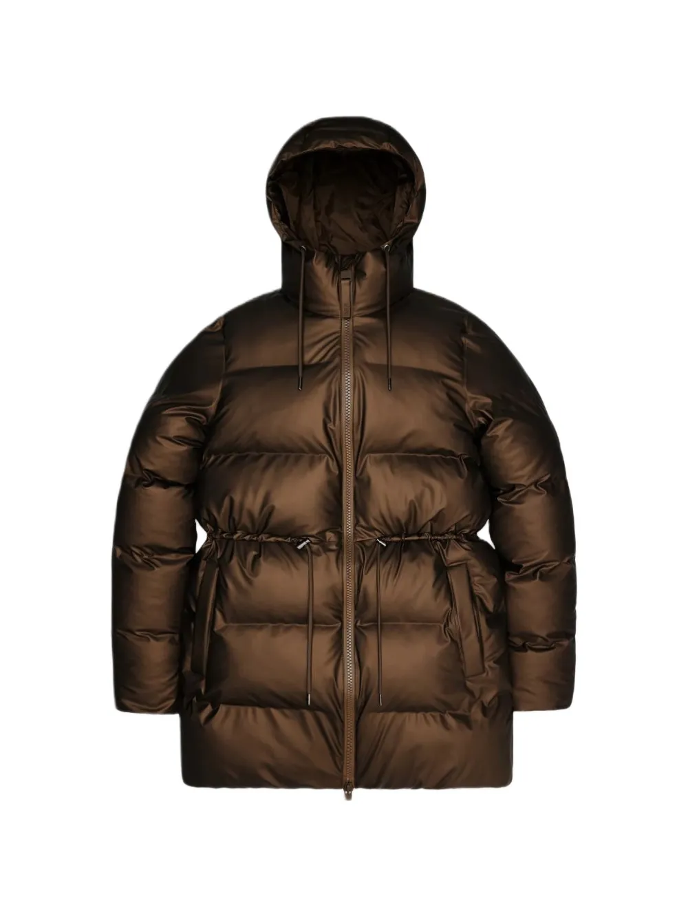 Rains quilted drawstring coat - Marrone