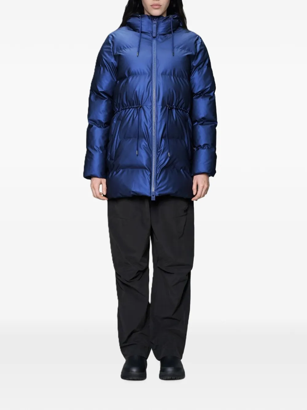 Rains Alta Long gewatteerde jas met capuchon Blauw