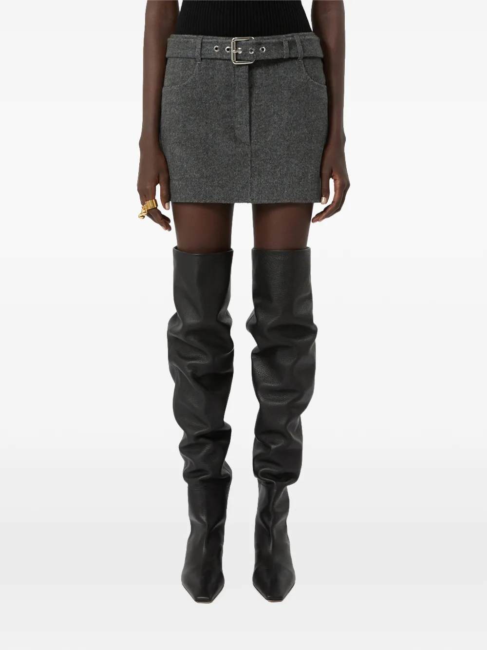 Sportmax belted-waist mini skirt Grijs