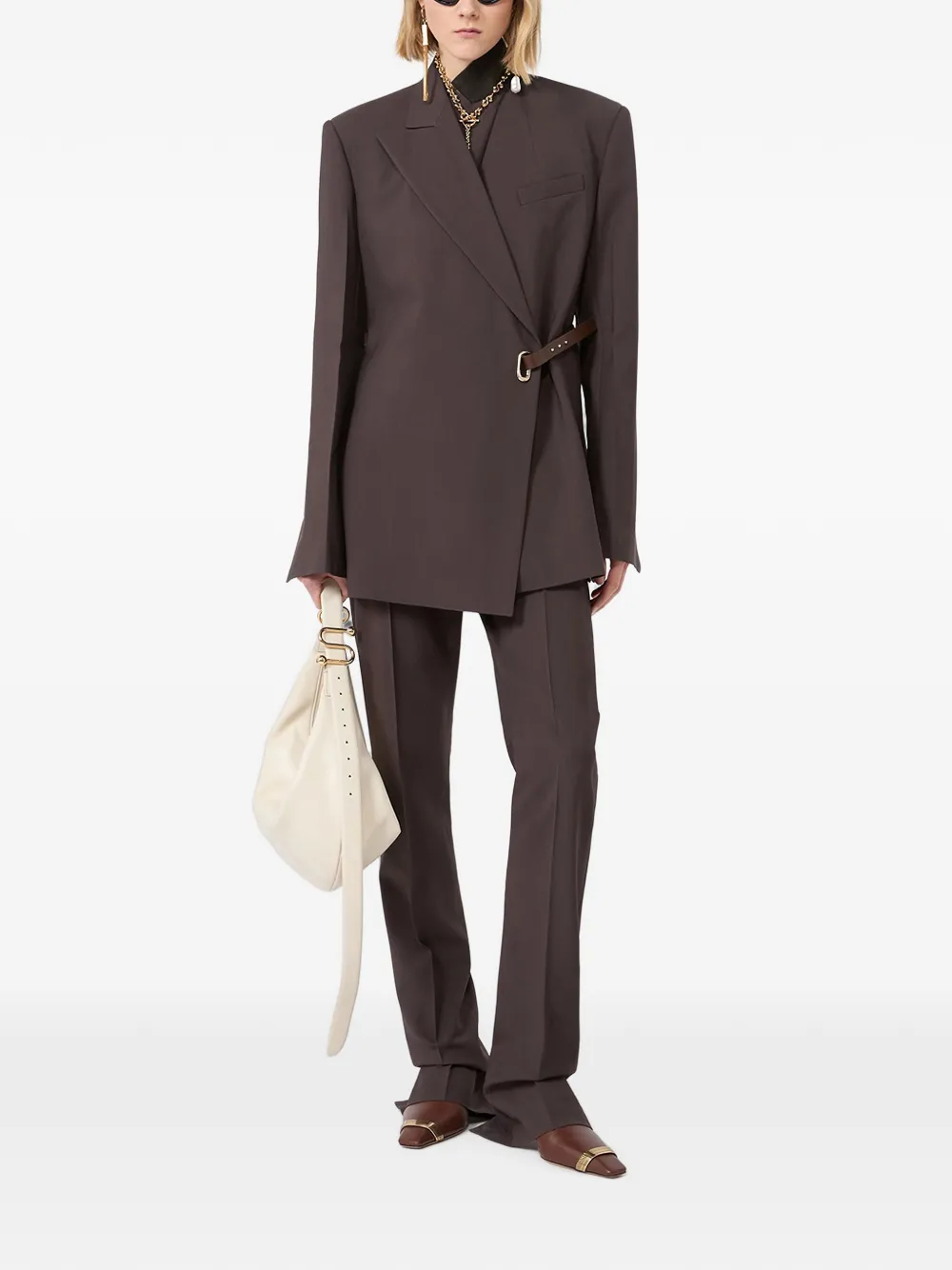Sportmax Geplooide broek met ceintuur Bruin