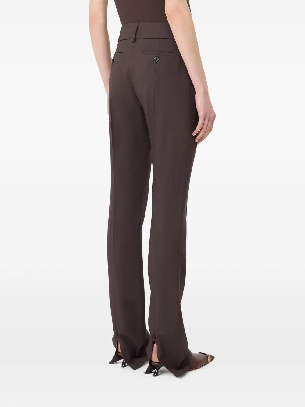 Sportmax Geplooide broek met ceintuur Bruin
