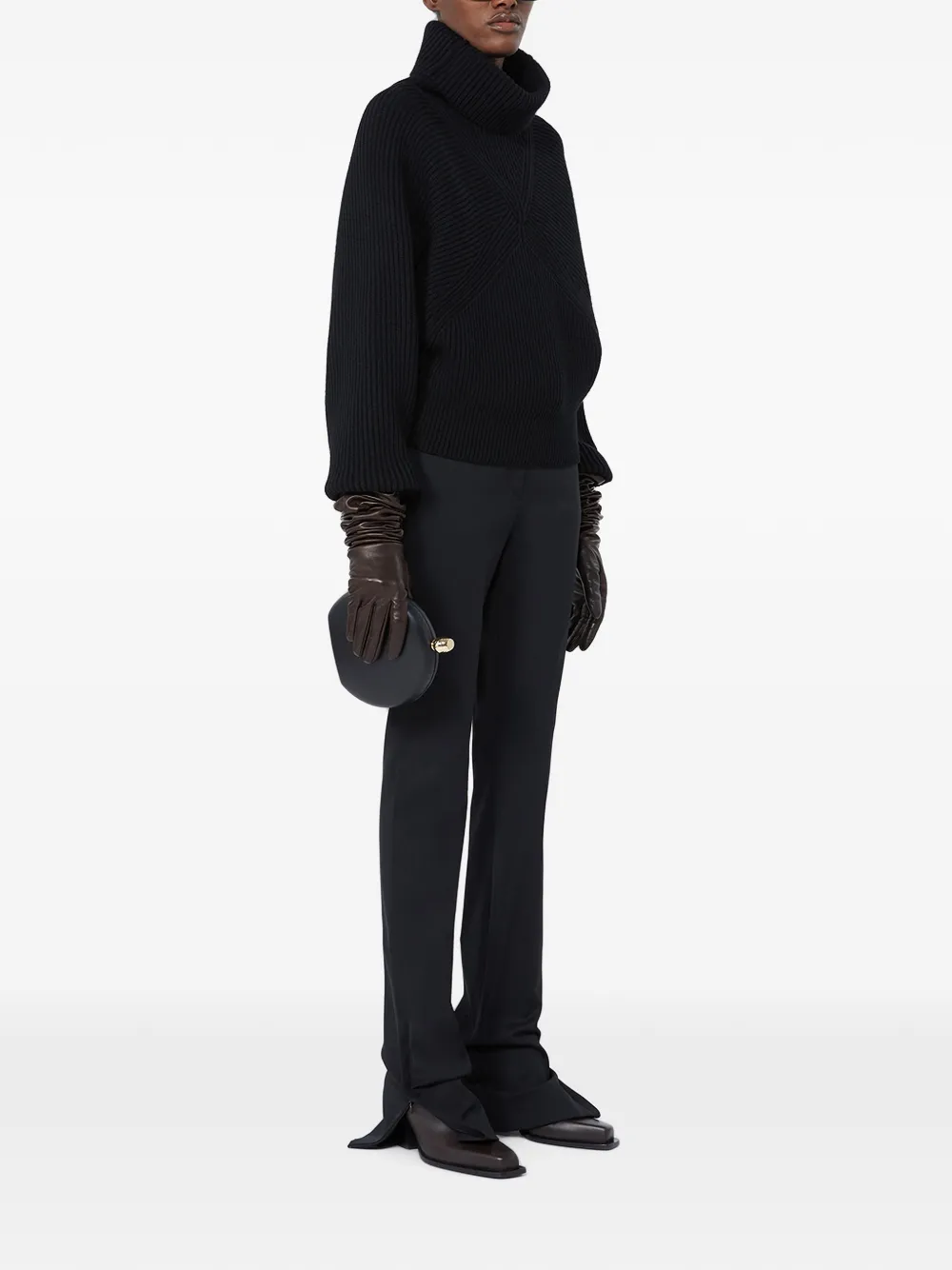 Sportmax Pantalon met split in de manchetten Zwart