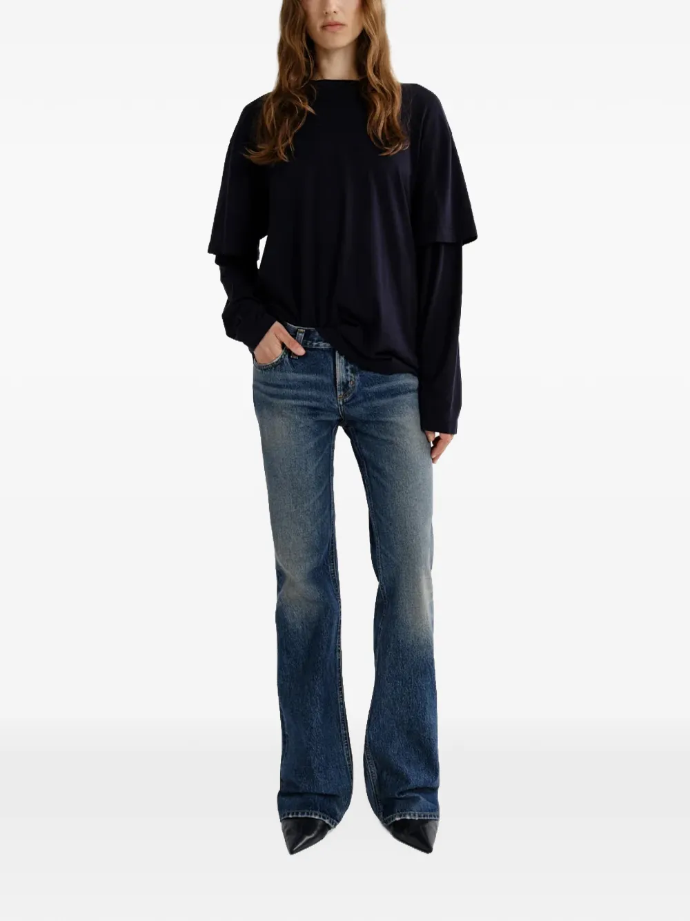 AGOLDE faded flared jeans Blauw