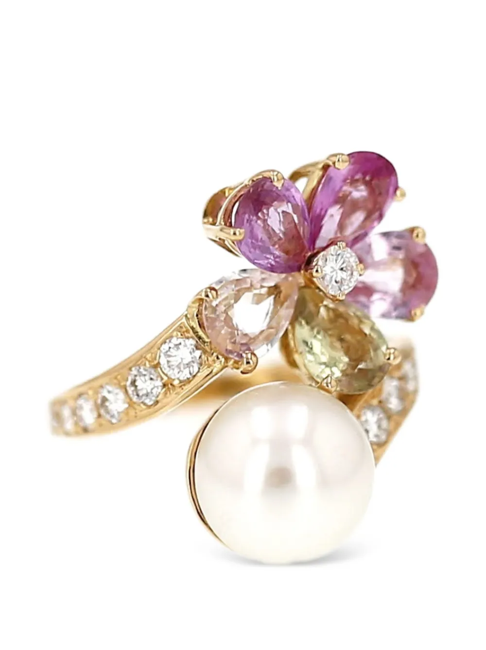 Bvlgari Pre-Owned Sapphire Flower pearl ring - Oro