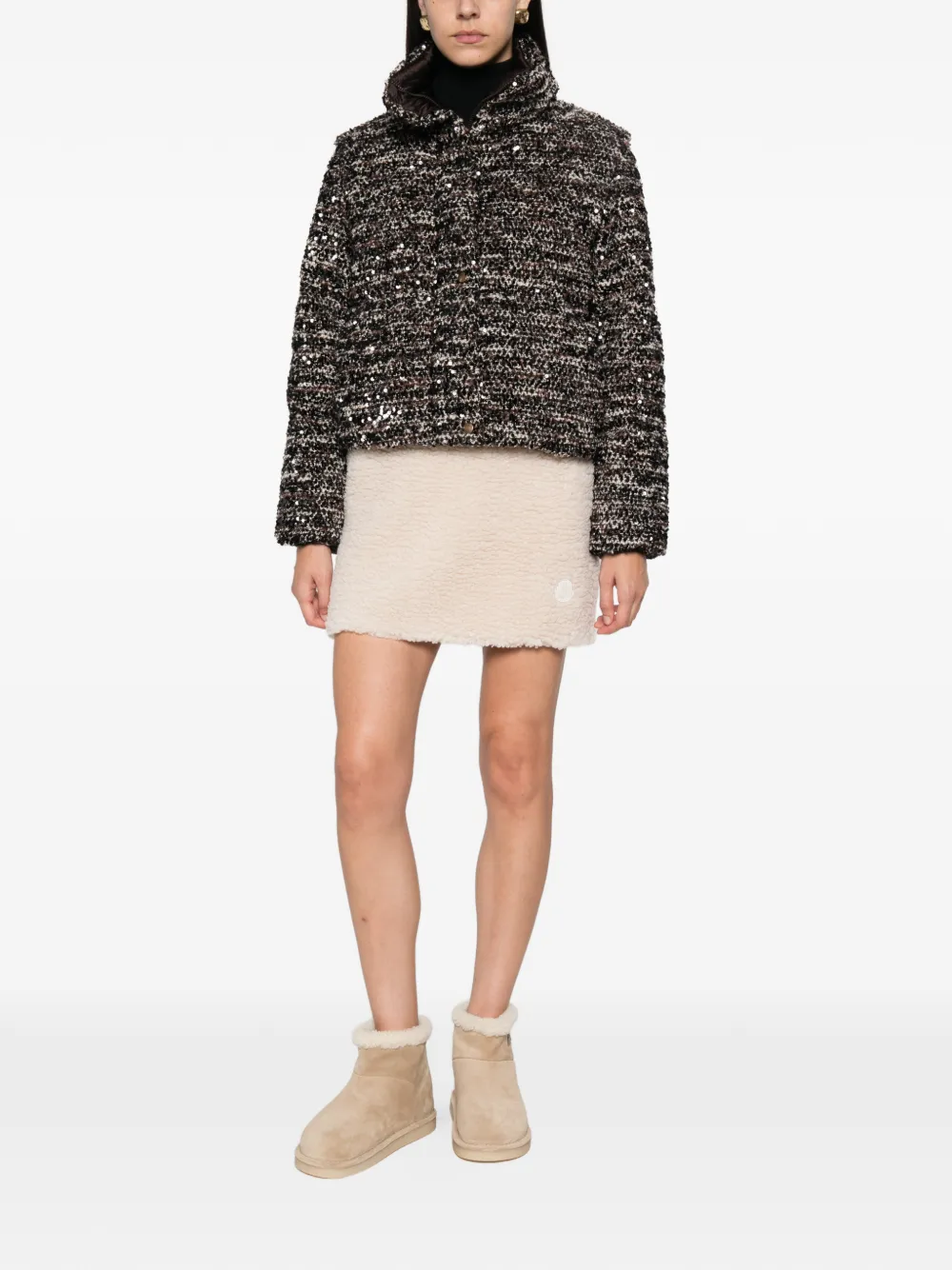 Moncler teddy mini skirt Beige
