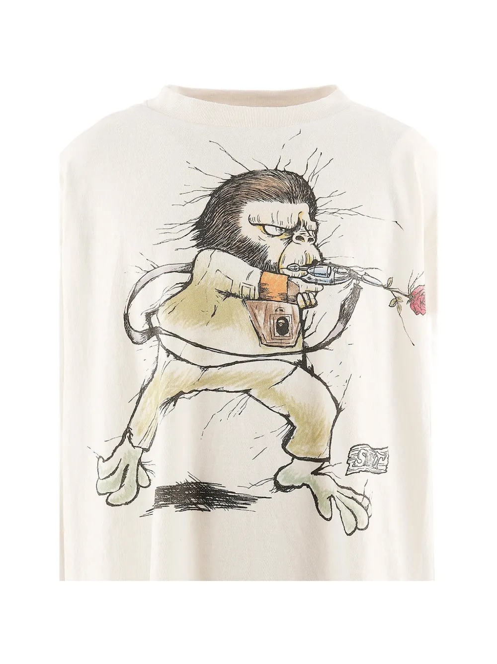 SAINT MXXXXXX x A Bathing Ape T-shirt met lange mouwen en grafische print Wit