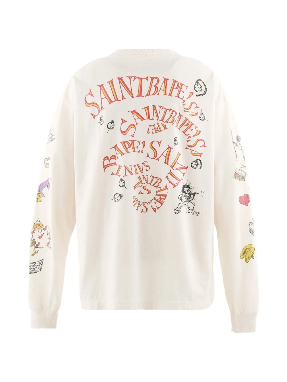 SAINT MXXXXXX x A Bathing Ape T-shirt met lange mouwen en grafische print Wit