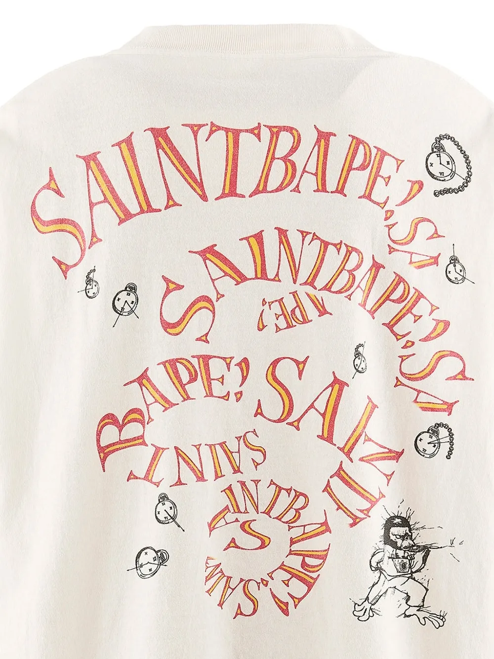 SAINT MXXXXXX x A Bathing Ape T-shirt met lange mouwen en grafische print Wit